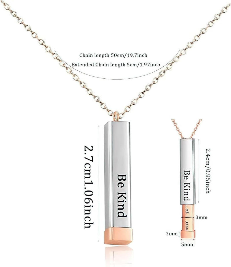 Collares Be Kind of A B para mujer, mensaje oculto, mejores amigos, hermanas de hermandad, de joyería de amistad, colgante de tubo cuadrado