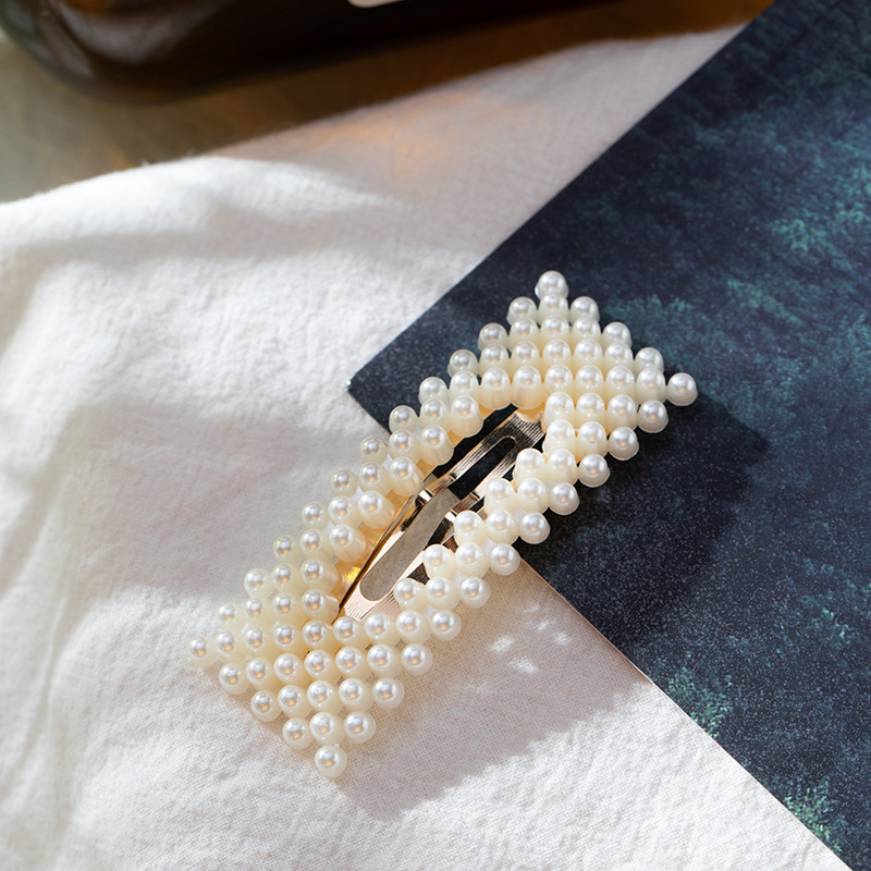 Barrette à cheveux en Imitation de perles pour femmes, épingles à cheveux de Style doux en alliage BB, accessoires pour cheveux pour filles et femmes: GRIS