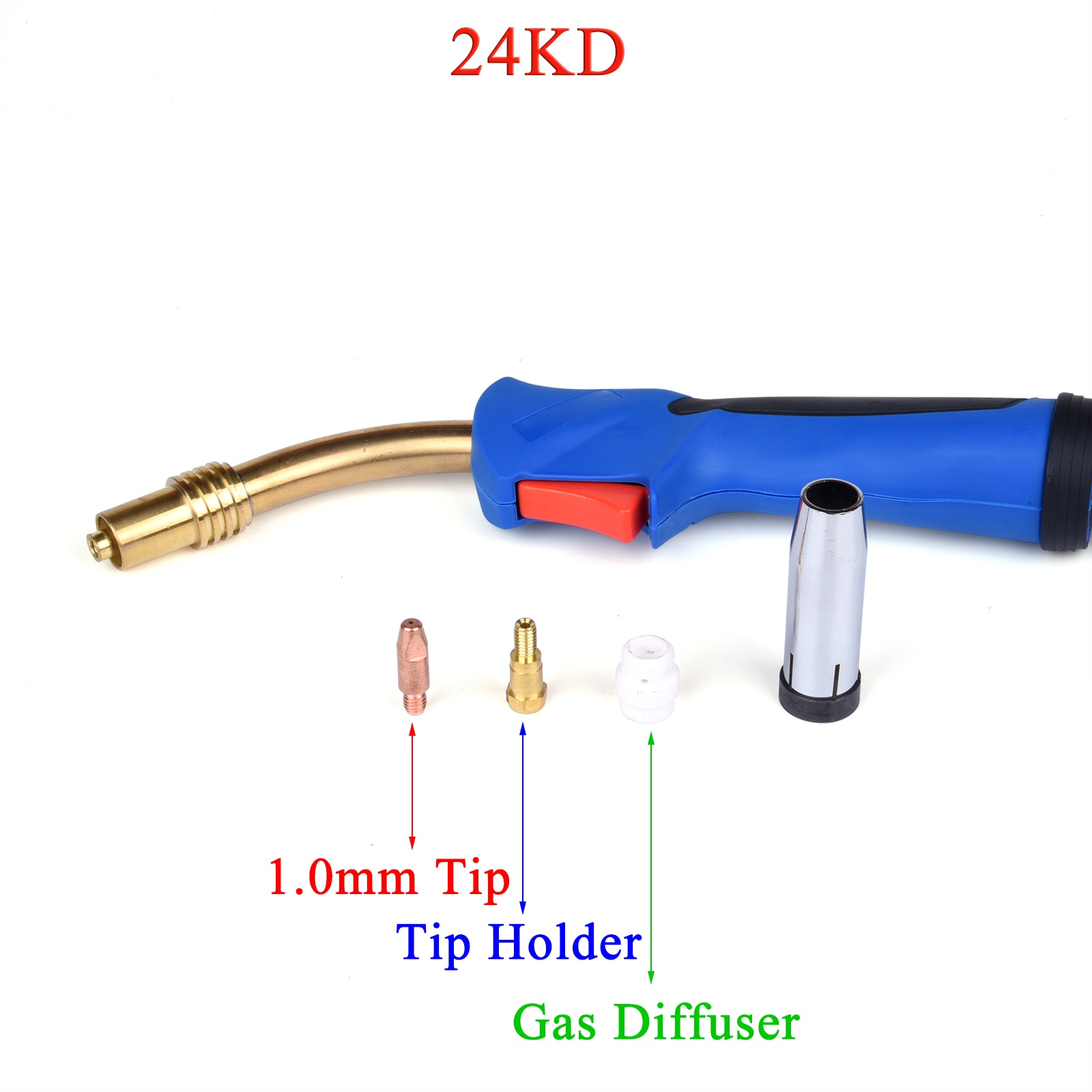 Soplete de soldadura MIG MAG MB, soplete de soldadura con punta de contacto refrigerada por aire, soporte de cuello de cisne, boquilla de Gas, tipo europeo, 15AK 24KD 36KD