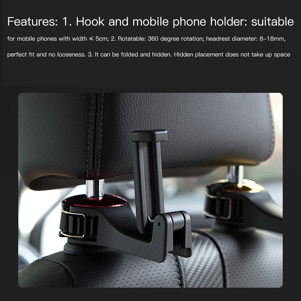 Soporte móvil ajustable titular del teléfono del coche reposacabezas de coche ganchos de sujeción asiento colgador trasero Clips para bolso de artículos para el hogar