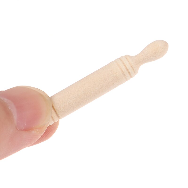1:12 Dollhouse Miniatures Wood Rolling Pin Model Kitchen Accessories Toy For Dollhouse Decals