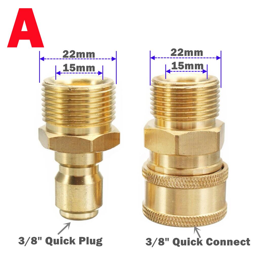 3/8 Inch Quick Release Adapters M22 Mannelijke &amp; Vrouwelijke Connector Pin 15Mm Voor Hogedrukreiniger Water Outlet En Slang attachment: Type A