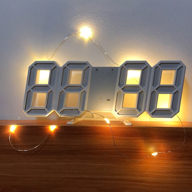 decoration 3D accessories LED digital wall clock Simple plug-in LED home electronic clock usb
