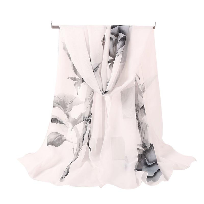 Women's Long Soft Rose Flower Print Wrap Lady Shawl Silk Chiffon Scarf: 03