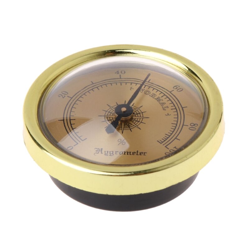 Cigar Smoking Measure Hygrometer Humidity Moisturizing 45mm Round Gold Measuring