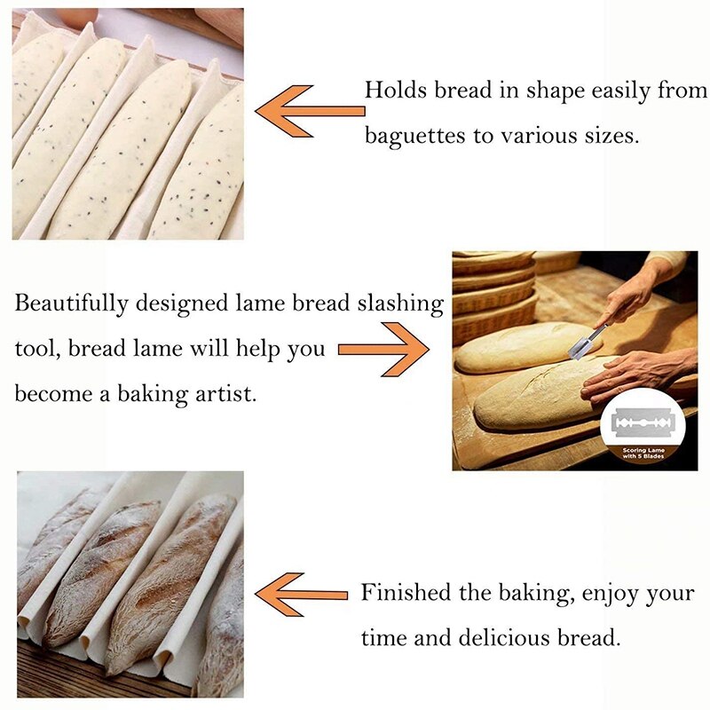 Large Bread Cloth Baking Cloth for French Baguette loaves Artisan loaf, with Storage Bag and Bread Blade