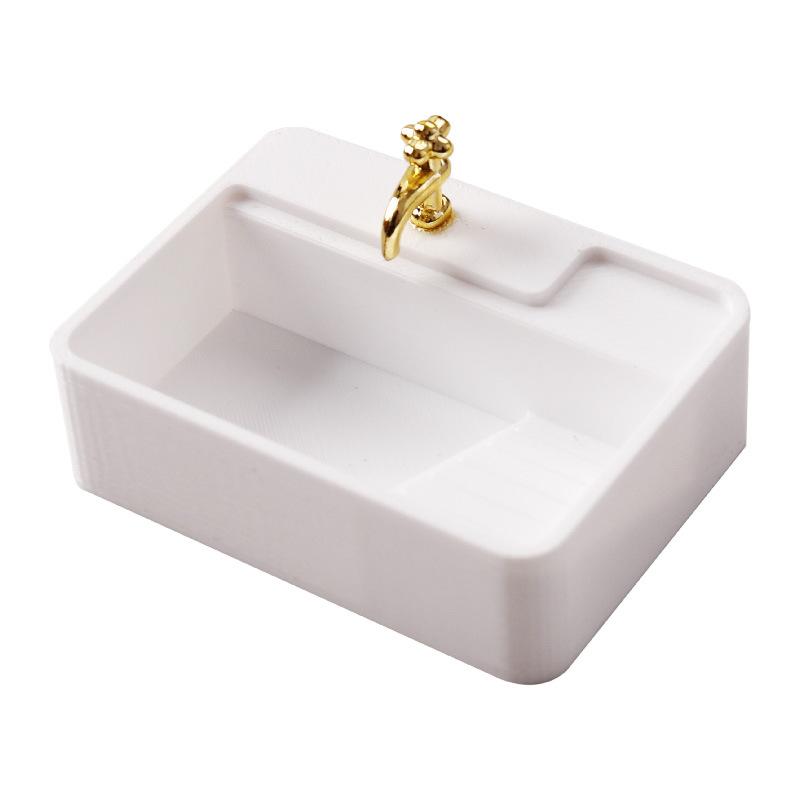 1/12 Dollhouse Bathroom Wash Basins Sinks Model Dollhouse Bathroom Furniture Decoration Dolls House Home Accessories: Navy Blue