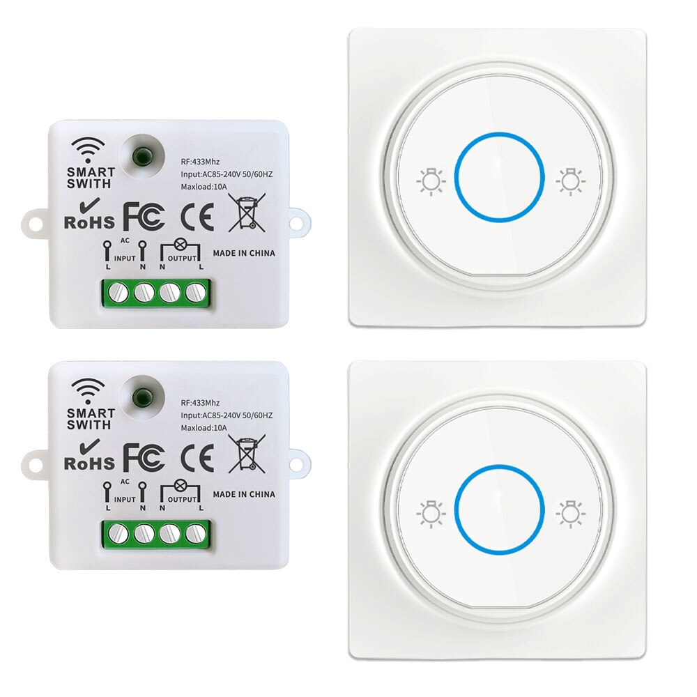 433mhz Rf Wireless Kinetic Switch Self-Powered Wall Switch No Battery Need and 220V 10A Relay Receiver for Light/home Appliance: Self power Switch 4