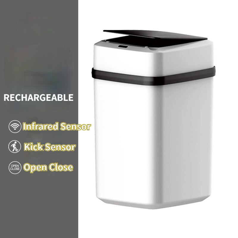 Induction Trash Can Smart Home Intelligent Waste Bin Automatic Trash Bin Home Electric Sensor Waste Garbage for Kitchen Bathroom: black3 rechargeable / 12L
