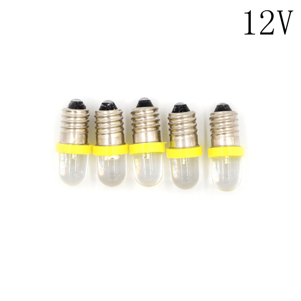 5pcs Low Power Light Bulb Consumption E10 LED Screw Base Indicator Bulb Cold White 6V/12V/24V DC