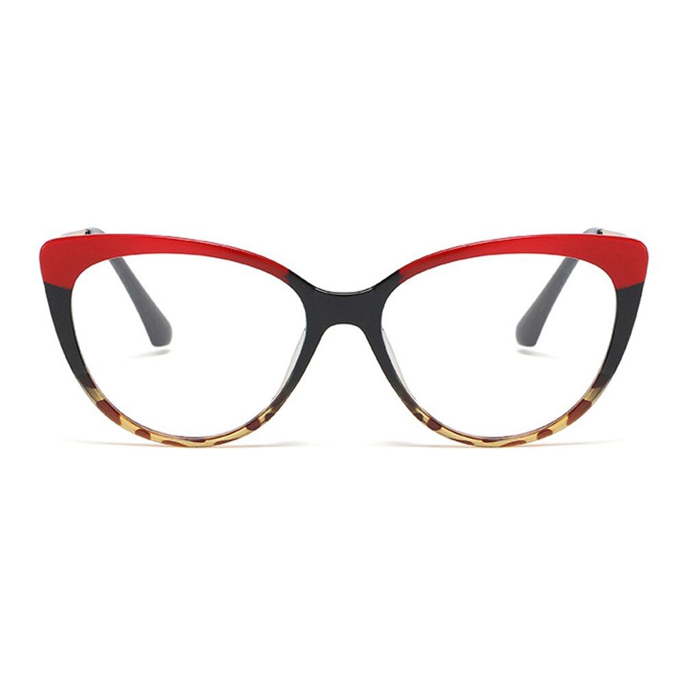 Peekaboo red leopard retro cat eye glasses frames for women half metal ladies optical glasses transparent accessories