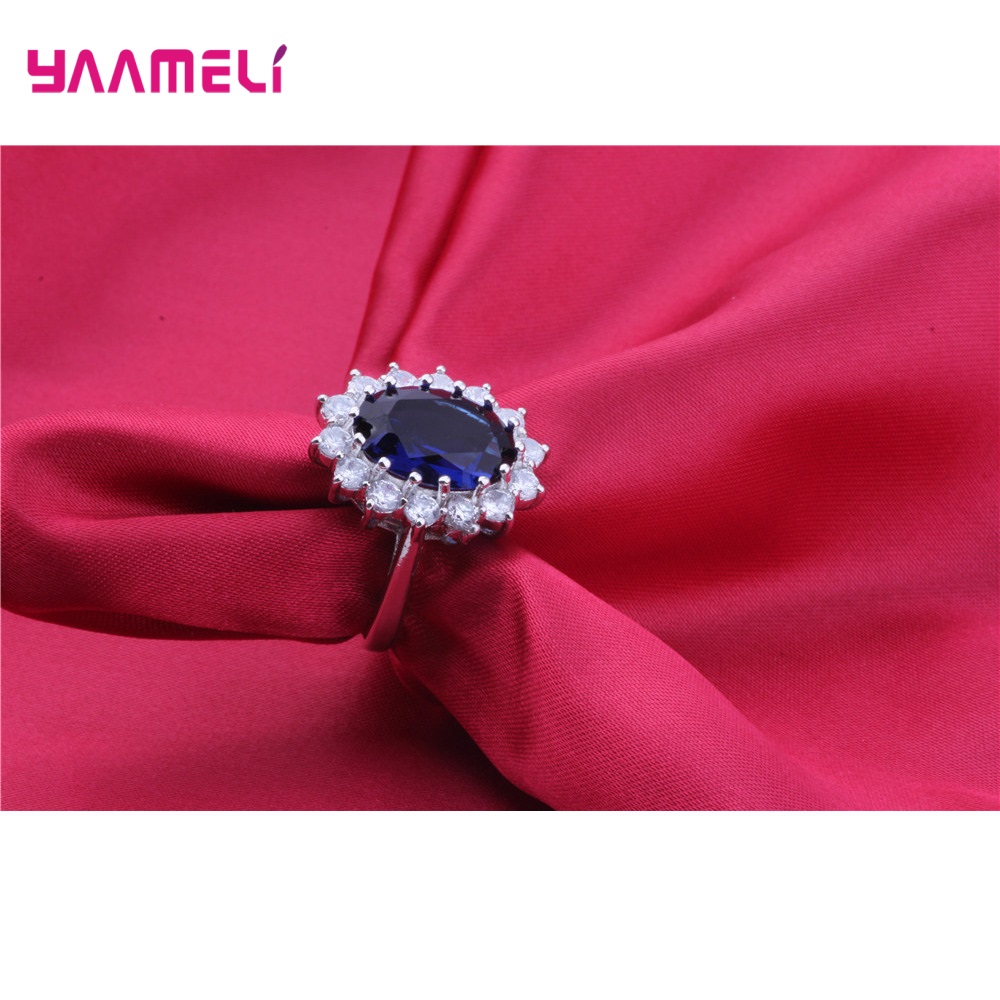 Conjuntos de joyas de plata de ley 100% auténtica para mujer, joyería de compromiso de boda, clásico de flores ovaladas, cristal de circonita cúbica brillante 925