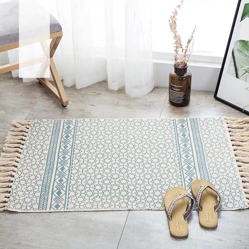 60*90cm retro boheme håndvævet bomuld linned tæpper kvast sengekant tæppe geometriske gulve måtter soveværelser boligindretning: 15