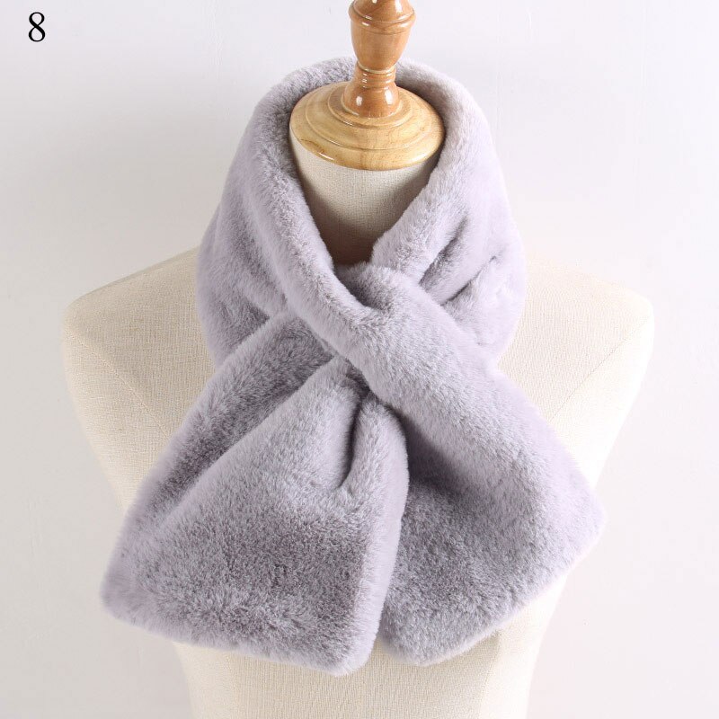Imitatiebont warme dames sjaal winter dikke snood sjaal imitatiebont zachte sjaals effen kleur kraag sjaal voor dames: 8