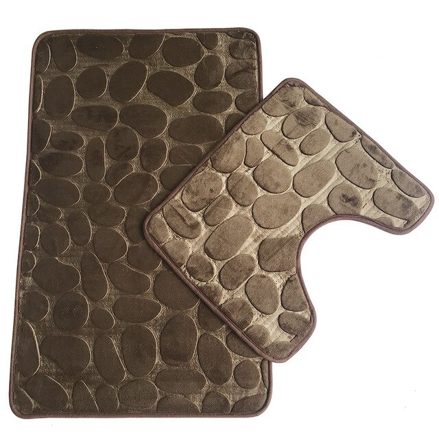 Set Van 3 Badkamer Badmat Set Wc Zachte Antislip 2Pcs Badmat Badkamer Tapijt Douche Tapijten Set wc Deksel Cover Vloermatten: coffee-2PCS