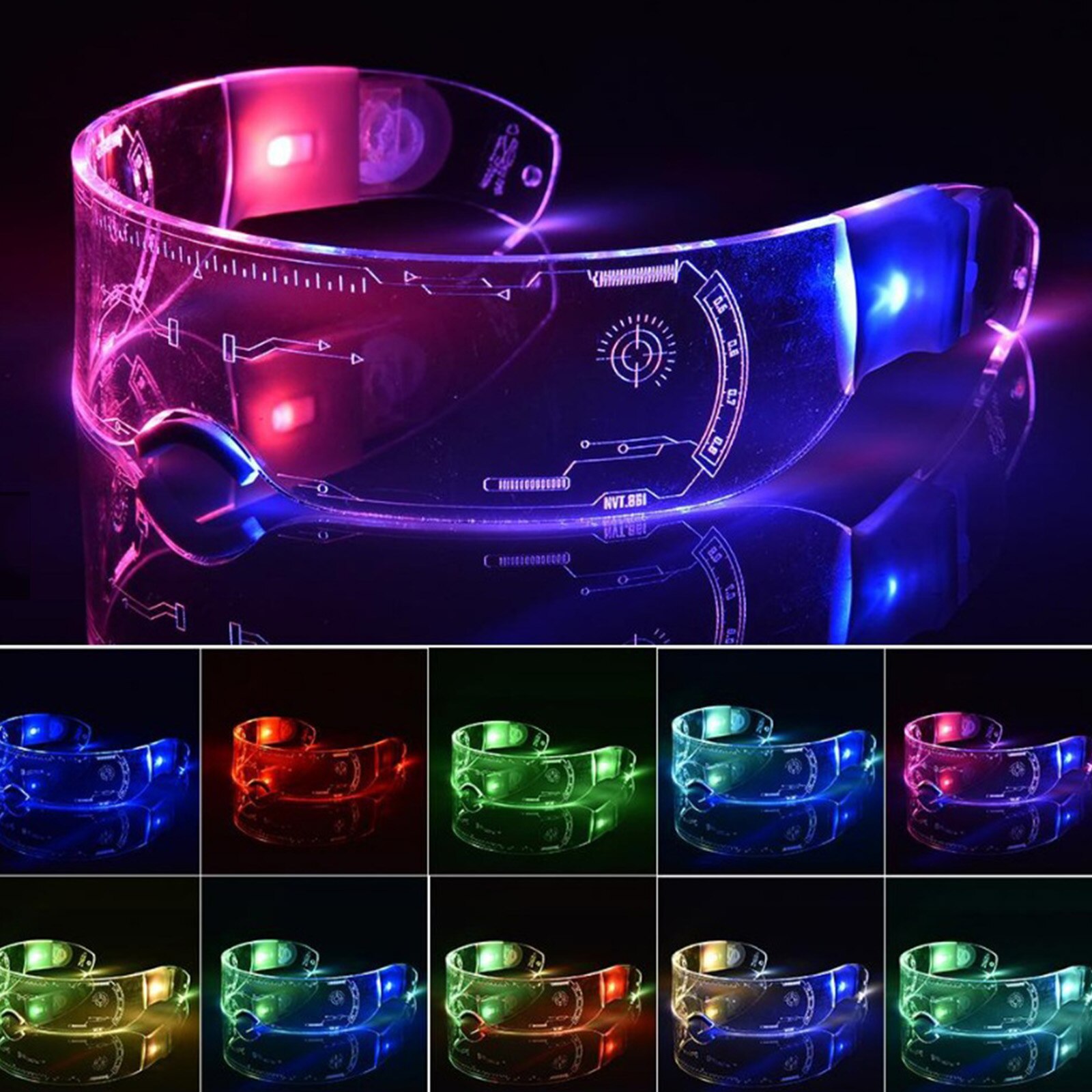Visor Sunglasses Futuristic LED Shield Glasses for Women and Men Party Accessories