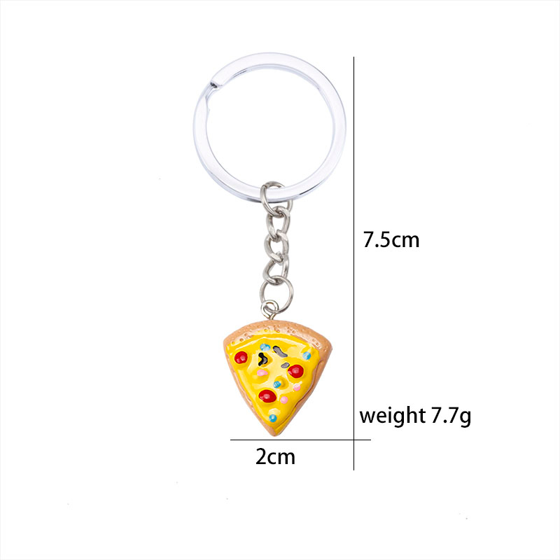 Unisex 6-delige sleutelhanger schattige pizza legering hanger kan worden gebruikt voor rugzak autosleutel accessoires sleutelhanger sieraden