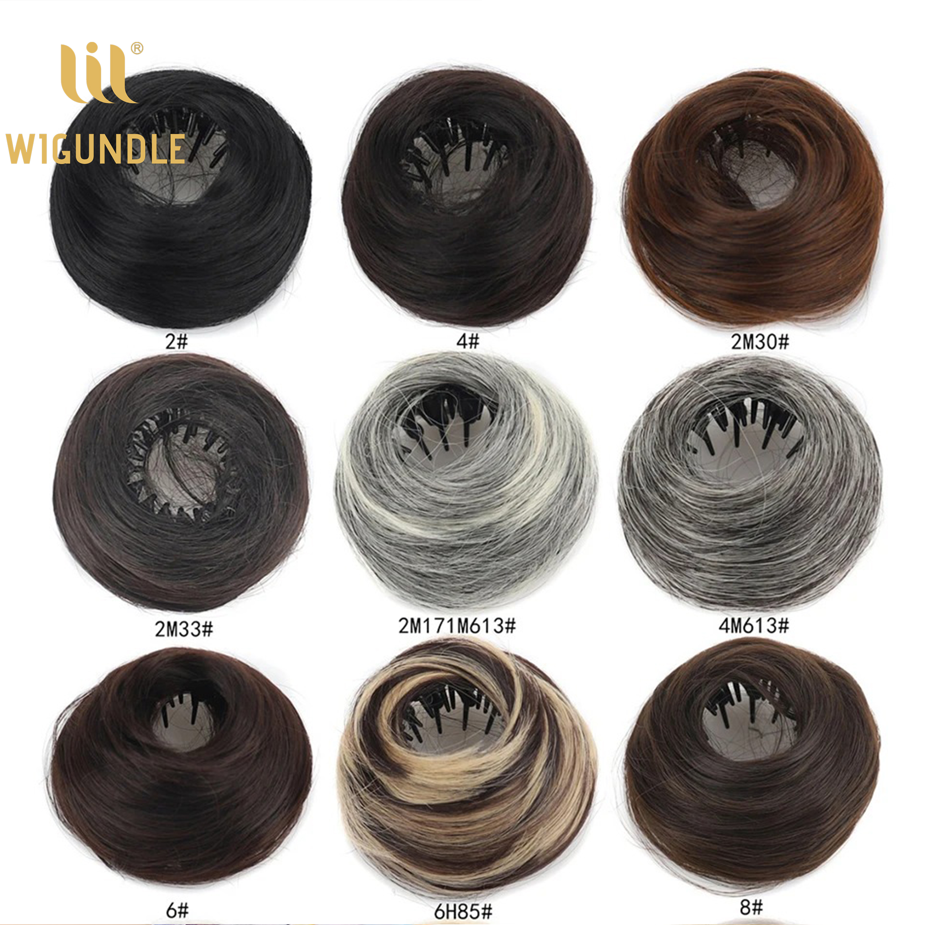 Coque sintético feminino de fibra sintética, círculo de cabelo liso, corda elástica, cor de cabelo natural, luz escura, acessórios para cabelo