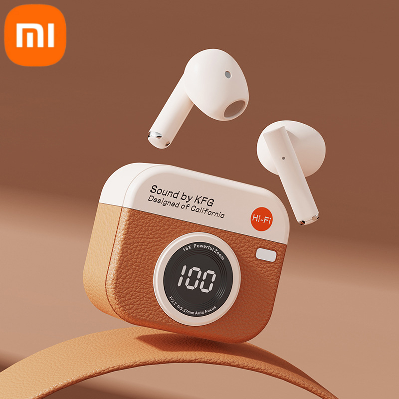 Xiaomi TWS Drahtlose Kopfhörer Bluetooth 5.4 Klassischer Stil HiFi-Stereo-Ohrhörer LED-Anzeige-Kopfhörer für Männer Frauen 2025,: WHITE