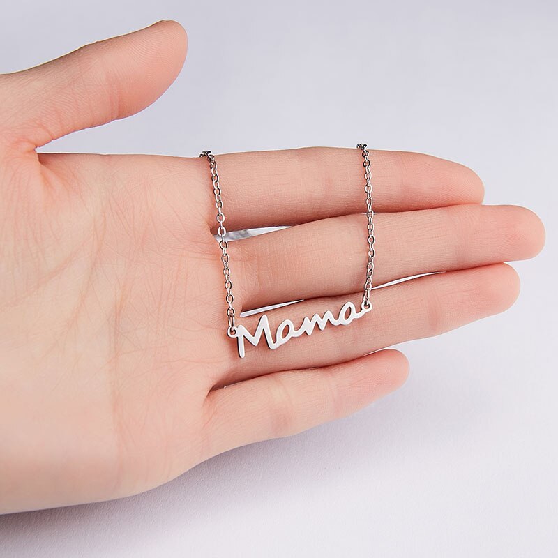 Halskette Mama Buchstaben Edelstahl Mom Baby Lockbone Kette Anhänger Halskette Weiblichen Halskette Schmuck Mutter Tag: NC18Y0387-1