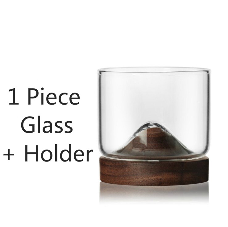 Whiskyglas met houten houder japanse stijl rum likeur bier wijnglas persoonlijkheid berg proeverij vaso: 1 stuk glas 3