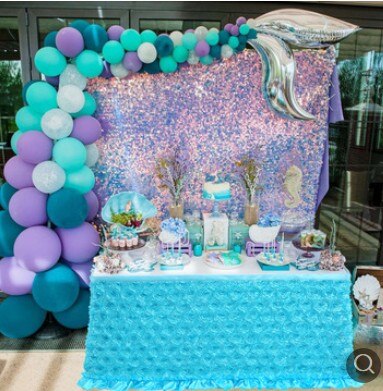 Nyeste bryllup blomster tutu bord nederdel fest fødselsdag festlig baby shower indretning blomst bord nederdel: Blå