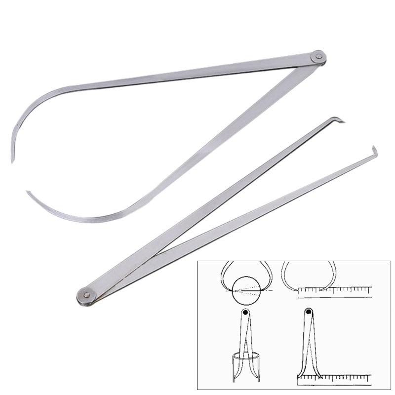 2 Pcs Stainless Steel Inside Outside Caliper Set Straight/Bent Leg Ceramic