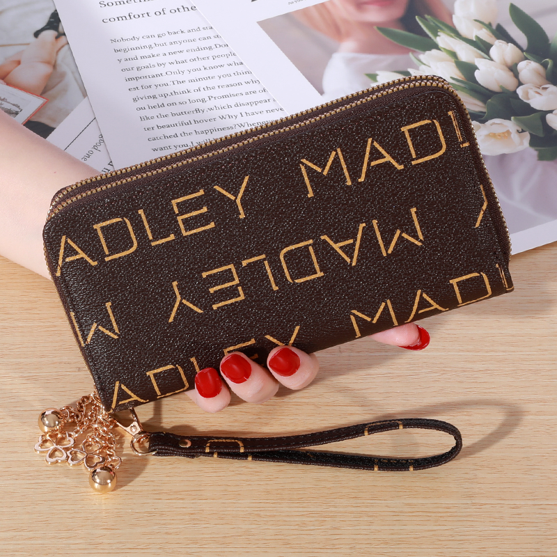 Einfache lange Brieftasche mit großem Fassung vermögen, Reiß verschluss aus Kunstleder, lässige multifunktion ale Clutch-Tasche