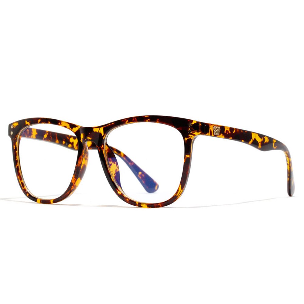 Gafas OVZA antiradiación para hombre y mujer, lentes de marco negro, montura transparente azul claro, gafas de computadora S0039: Leopard
