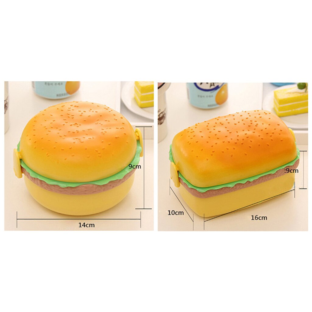 hamburger lunsjboks gutt bento boks matbeholder burger låve matboks matbeholder oppbevaring med barnegaffel  y1