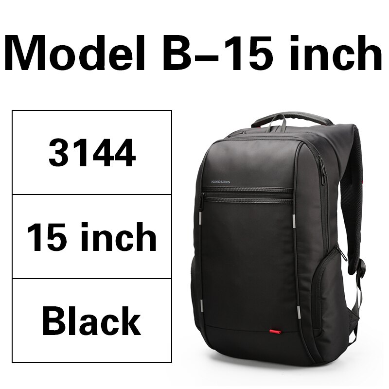 KINGSONS 13,3 15,6 17,3 Zoll Laptop Rucksack Externe USB Ladung Computer Rucksäcke Anti-diebstahl Wasserdichte Taschen für Männer Frauen: Model-B-15inch black