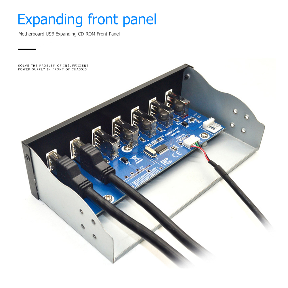 5,25 pulgadas 19 pines a 2 USB 3,0 + 4 USB 2,0 + BC1.2 conector de cargador rápido Panel frontal equipado con alto rendimiento 125x85x18,5mm
