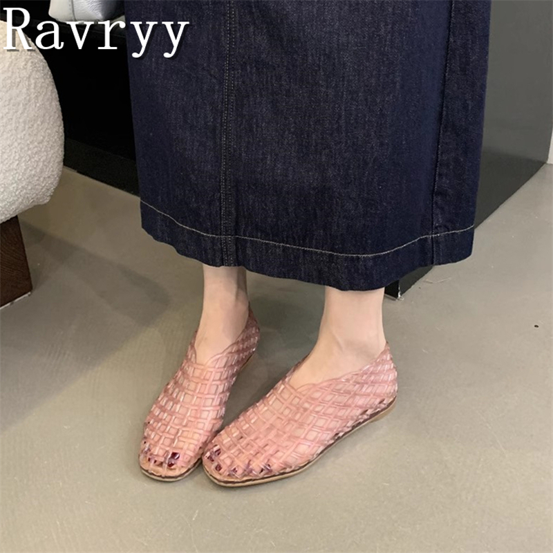 Moda feminina geléia sandálias de borracha plástica cobrir dedo do pé fundo plano oco para fora confortável e respirável sapatos de praia casuais