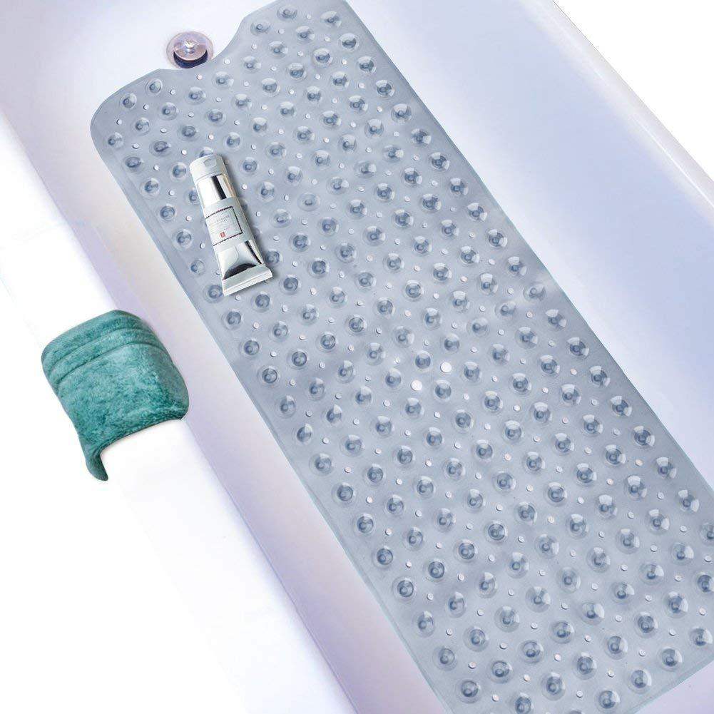 40*100cm Mat Bathtub Bath Mat PVC Large Bathtub Safety Shower Non-slip Bath Mats With Suction Cups Floor Mat: Transparent gray
