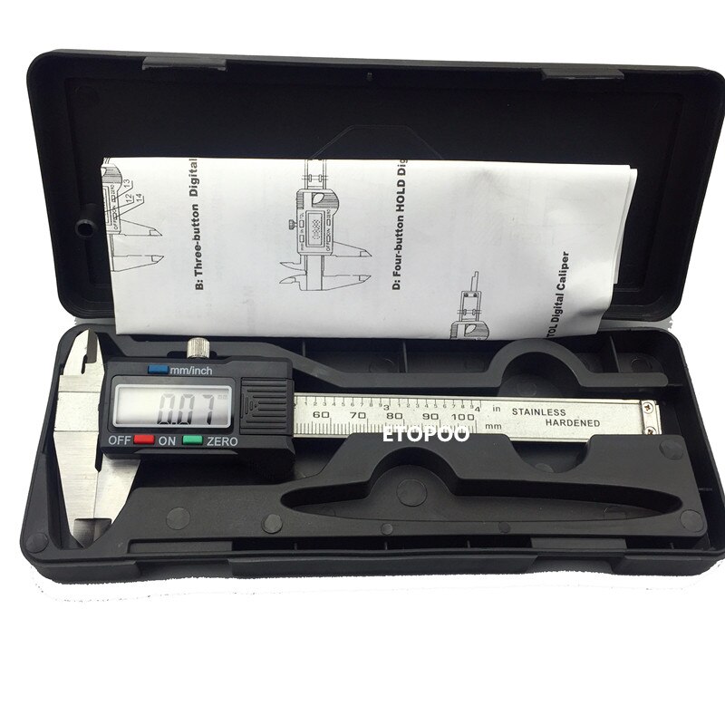 Calibrador Digital de acero inoxidable de 0-100mm, 4 pulgadas, mini calibrador vernier electrónico de bolsillo, calibrador deslizante de plástico, medidor de espesor de gema