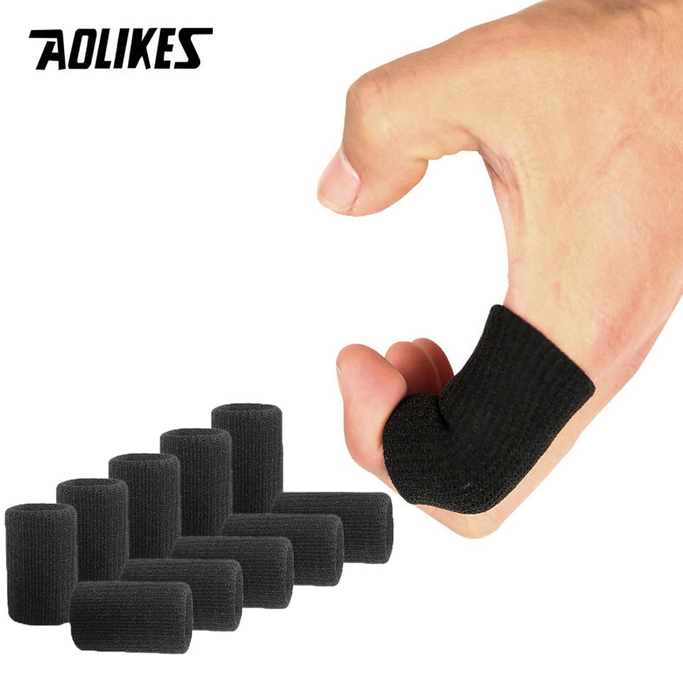 Aolikes 10 st/lot elastiska fingerärmar basket sport säkerhets tumskydd för volleyboll badminton gym hälsovård