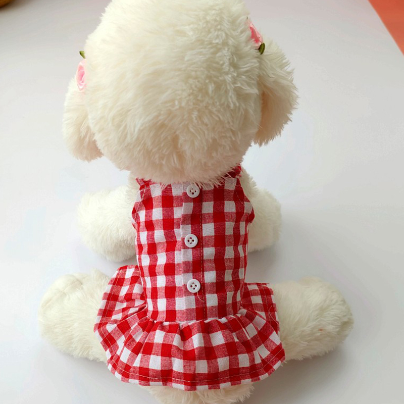 Plaid Huisdier Kleding Hond Kat Rok Teddy Bichon Chihuahua Kleine En Middelgrote Hond Jurk Katoen Doggie Jurk Kleding Voor Kleine honden: Rood / Xxl