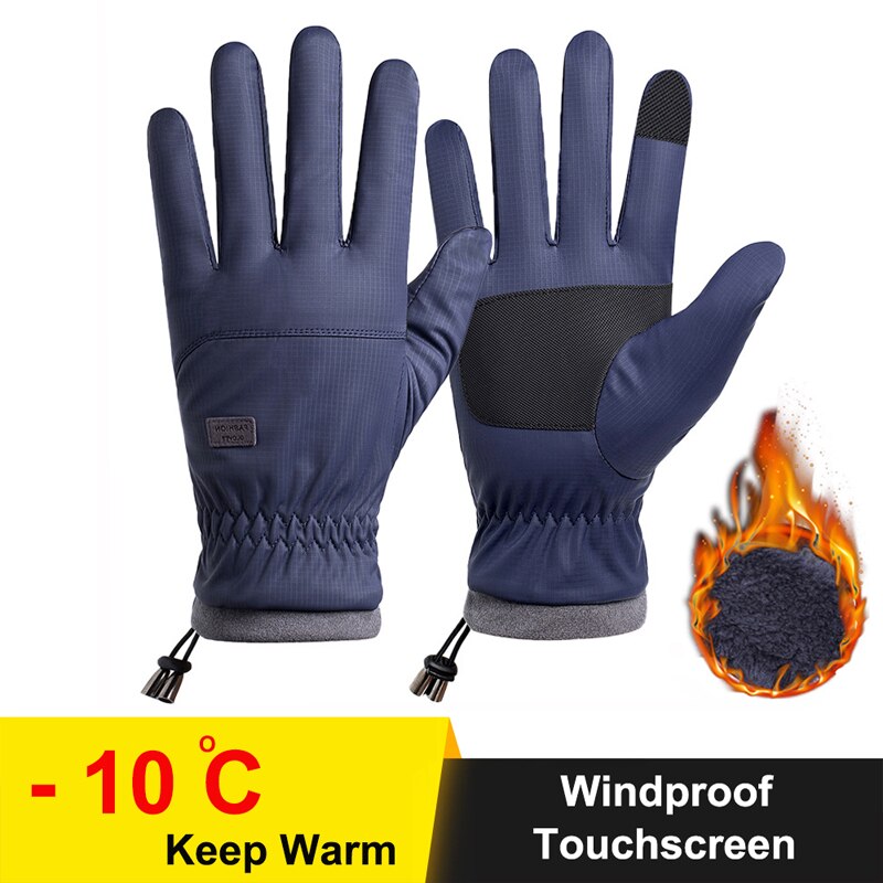 Winter -20 ℃ Koude-Proof Ski Handschoenen Mannen Winddicht Waterdicht Warm Fiets Handschoenen Touchscreen Antislip zachte Pluis Handschoenen
