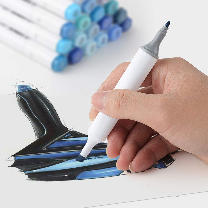 20 farben Alkohol Marker Stifte Himmel Blau Serie Farbe Blendable Dual Tipps für Kunst Skizze Ozean Landschaft Zurück Zu schule
