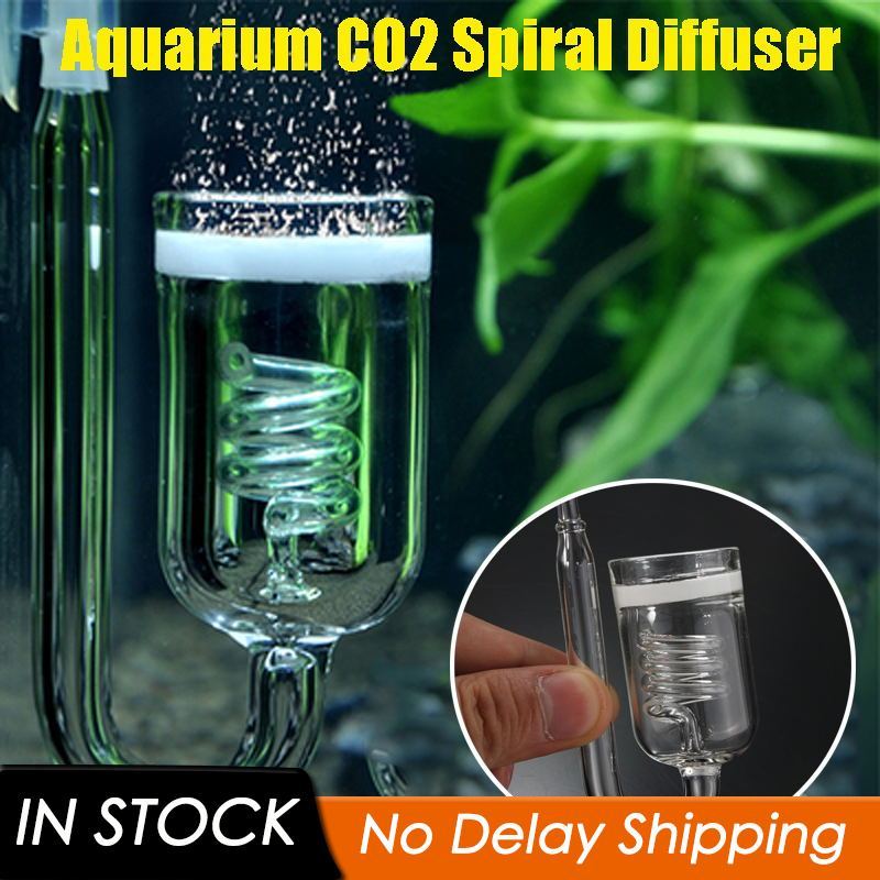 1 pc co2 akvarie diffuser 240l til 60 ~ 300l planter glastank forstøver solenoide regulator mos spiralrør