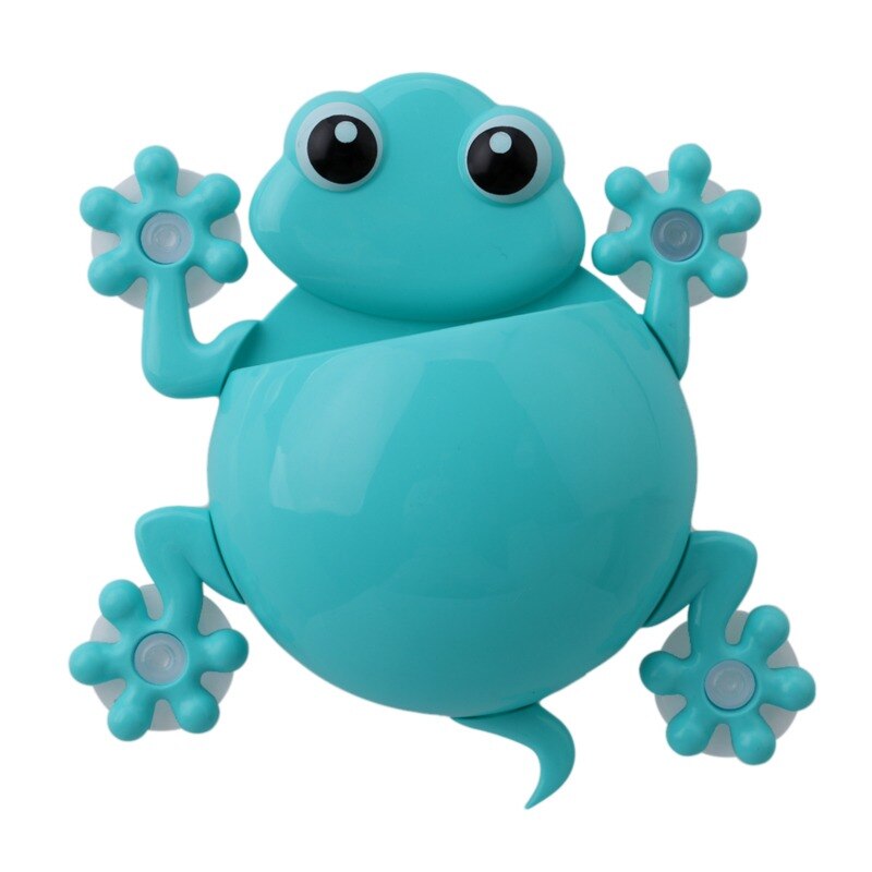 1 Unidad de Soporte de cepillo de dientes de silicona Animal rana para niños, conjunto familiar, colgador de pared para baño, herramienta de almacenamiento de succión: Blue