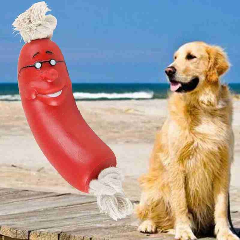 Funny Silicone Sausage Pet Sausage Squeaky Toys Toy For Dog Chewing And Playing Sausage Shape