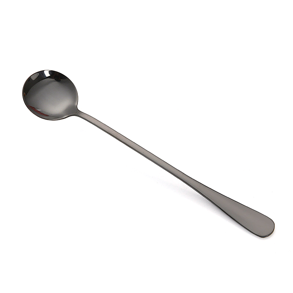 6 arten Eis Löffel Kaffee Löffel Tee Cafe Scoop Lange Griff Löffel Geschirr Besteck Kaffee Trinken Werkzeug Küche Cucharas: Schwarz
