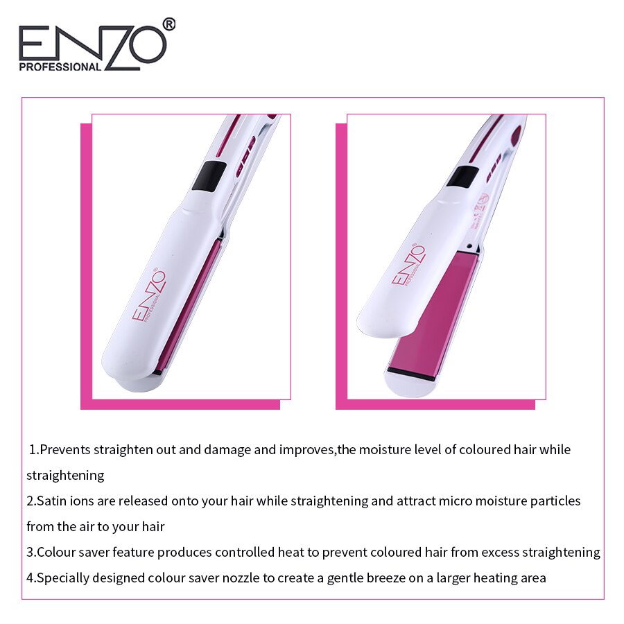 ENZO 2 In 1 Hair Straightener Ceramic Heating Plate Hair Straightener Styling Tools Warm-up Straightening Iron