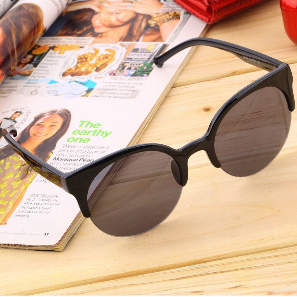 Gafas de sol con montura de círculo de forma redonda clásicas Unisex a la con montura Semi sin montura para hombre al aire libre gafas de sol únicas para mujer