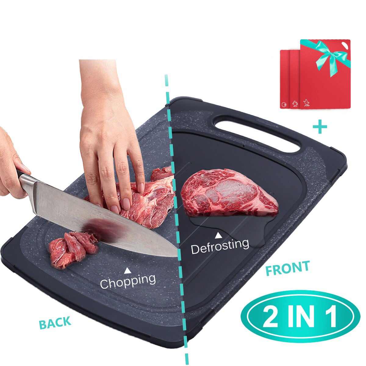 GEMITTO Fast Defrosting Plate 2 in 1 Thawing Plate Cutting Chopping Board Rapid Safety Thawing Tray For Frozen Food Meat