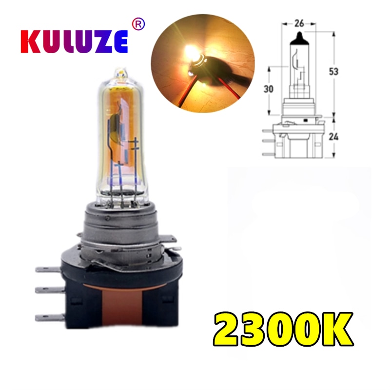 鬼瓦　大 KULUZE 2Pcs Super Yellow H15 12v15/55W Halogen Car – Grandado