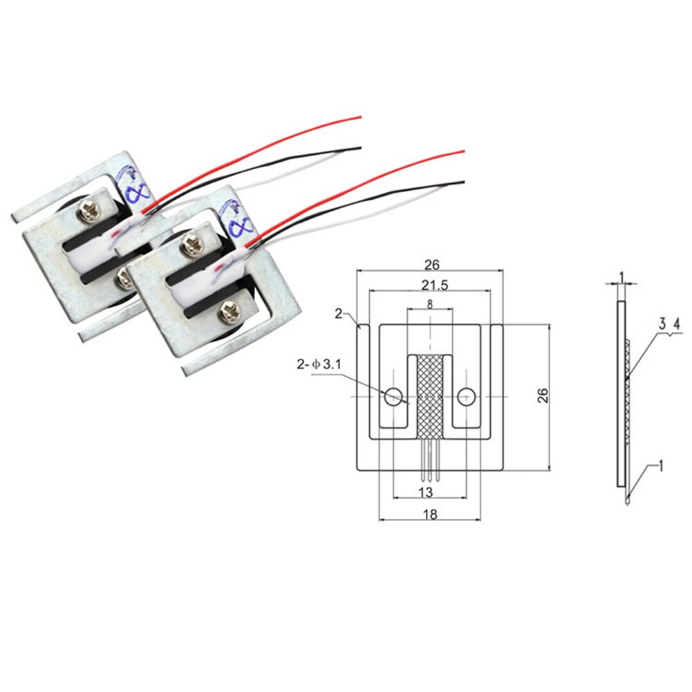 4pcs Weigh Sensor 3kg Half-Bridge Resistance Strain Kitchen Scale Weighing Load WWO66