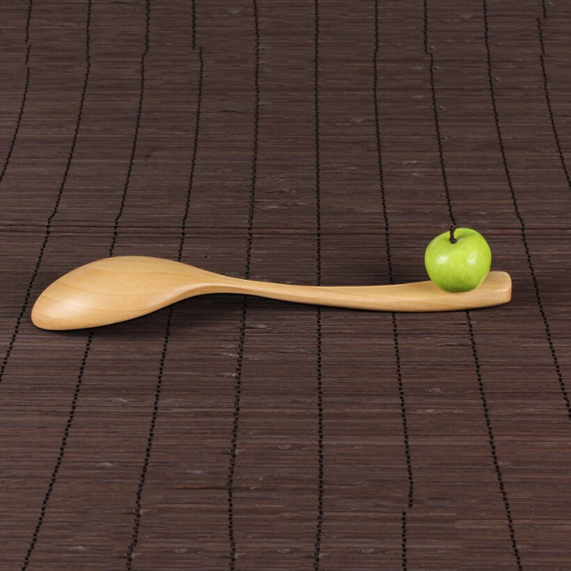 2 stk / lot diy håndlavet kreativitet træ naturligt træ ske miljøvenligt langt håndtag ske køkkenudstyr