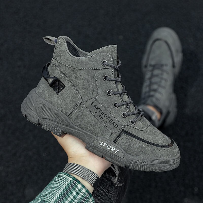 Men Leather Boots Male Spring Casual Motorcycle Ankle Botas Hombre Men Lace-up Basic Boots Man Men Boots